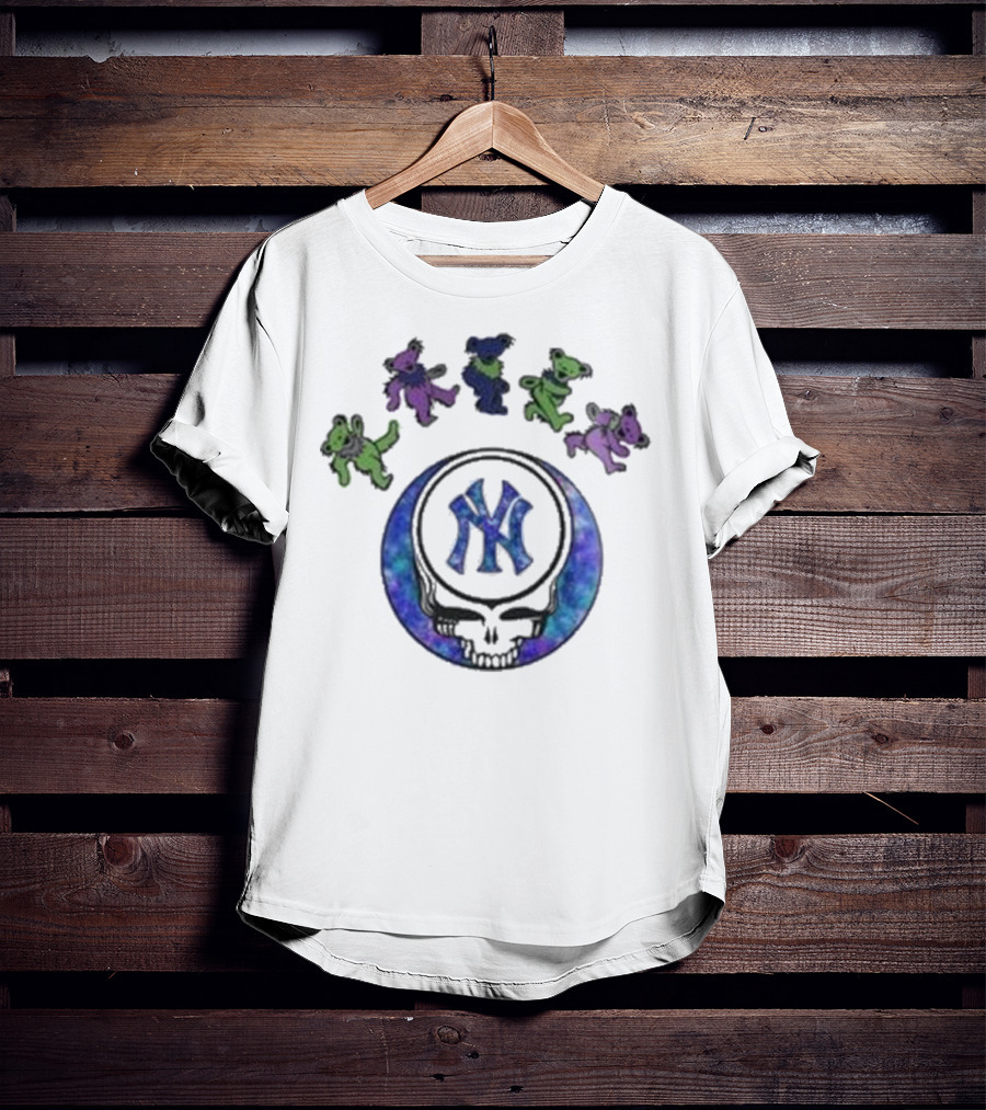 New York Yankees 2025 Skull Grateful Dead Bears Baseball Night T-Shirt