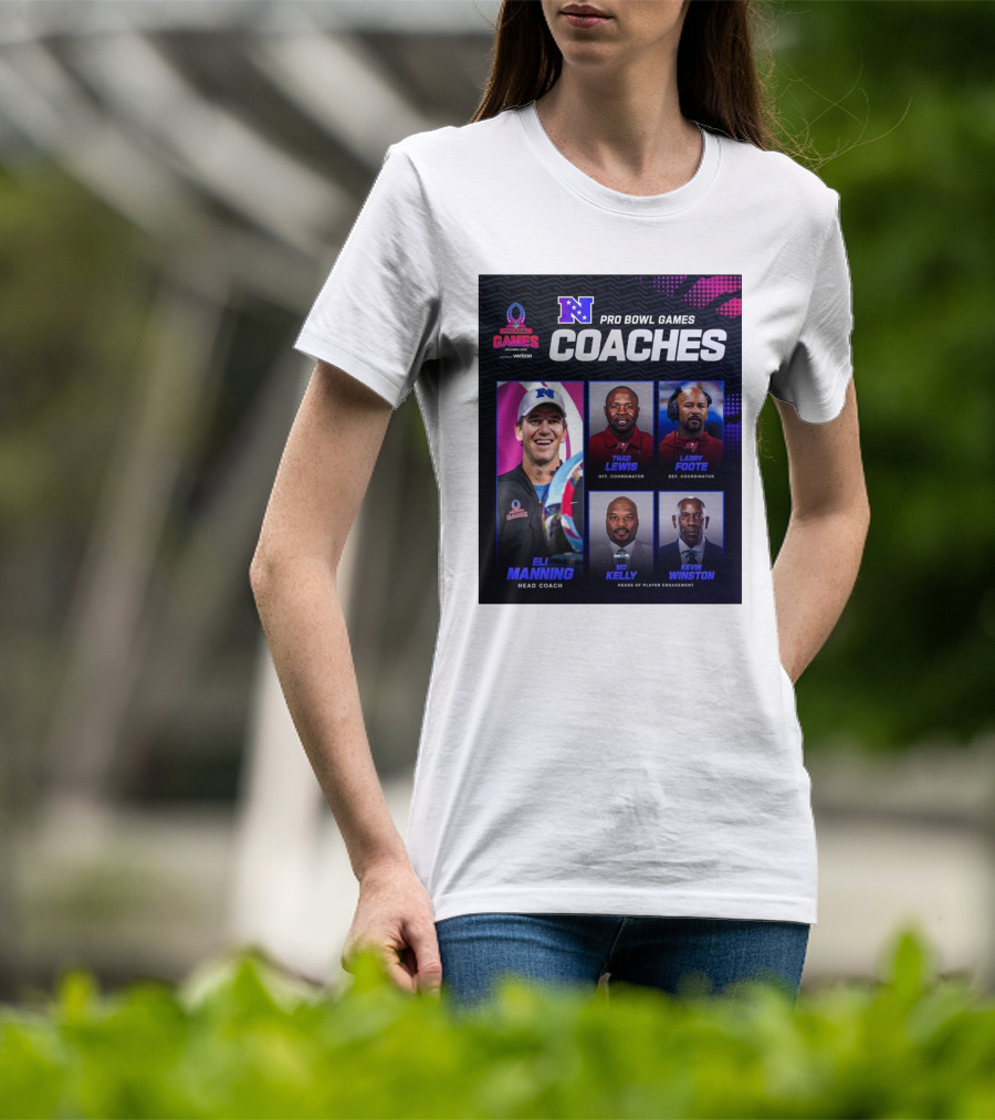 NFC Pro Bowl Games Coaches Eli Manning Thad Lewis Larry Foote Mo Kelly Kevin Winston T-Shirt