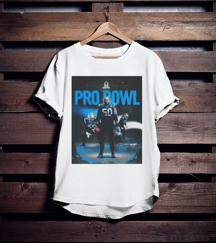 Carolina Panthers Pro Bowl 2025 Robert Hunt 50 Guard Signature NFL T-Shirt