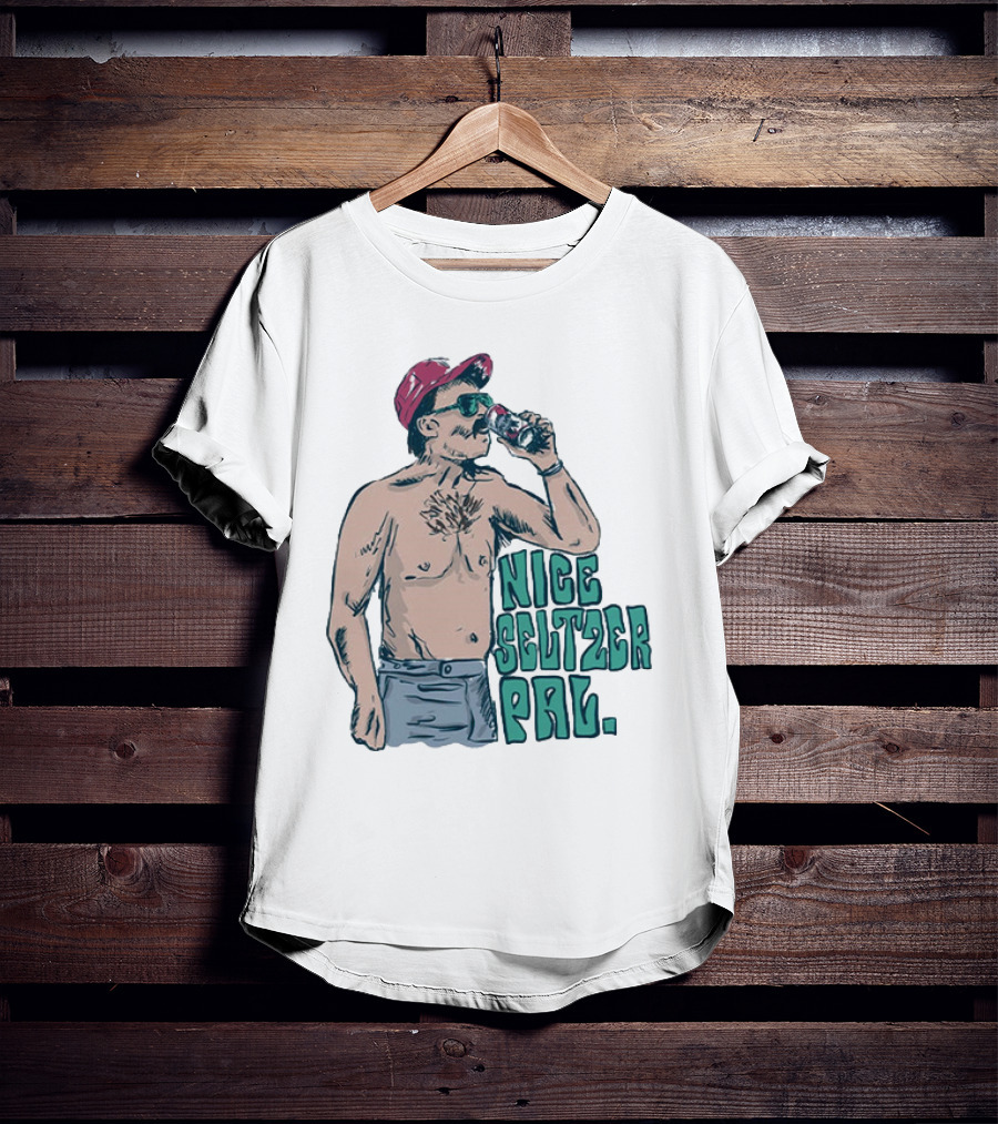 Nice Seltzer Pal 4.0 Cartoon Graphic Of Less Man In Cap And Sunglasses With Drink T-Shirt