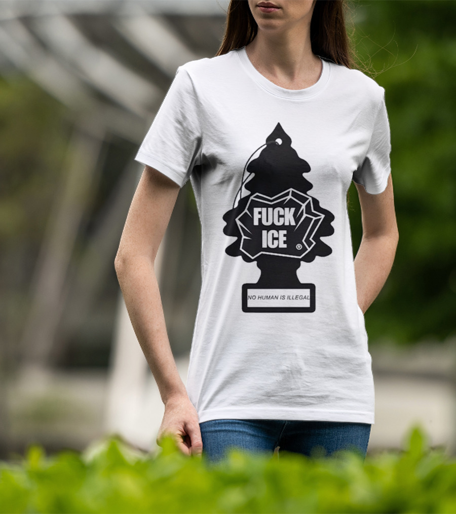 No Human Is Illegal Fuck ICE Tree Shape T-Shirt