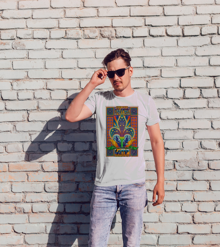 Nolafest By The Lake Lamp Cedar Lake NJ April 26 2025 Fleming Fleur-de-Lis Psychedelic Art Style T-Shirt