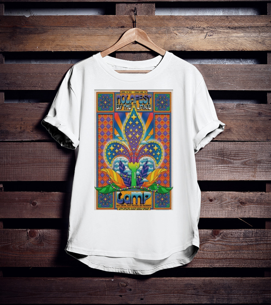 Nolafest By The Lake Lamp Cedar Lake NJ April 26 2025 Fleming Fleur-de-Lis Psychedelic Art Style T-Shirt
