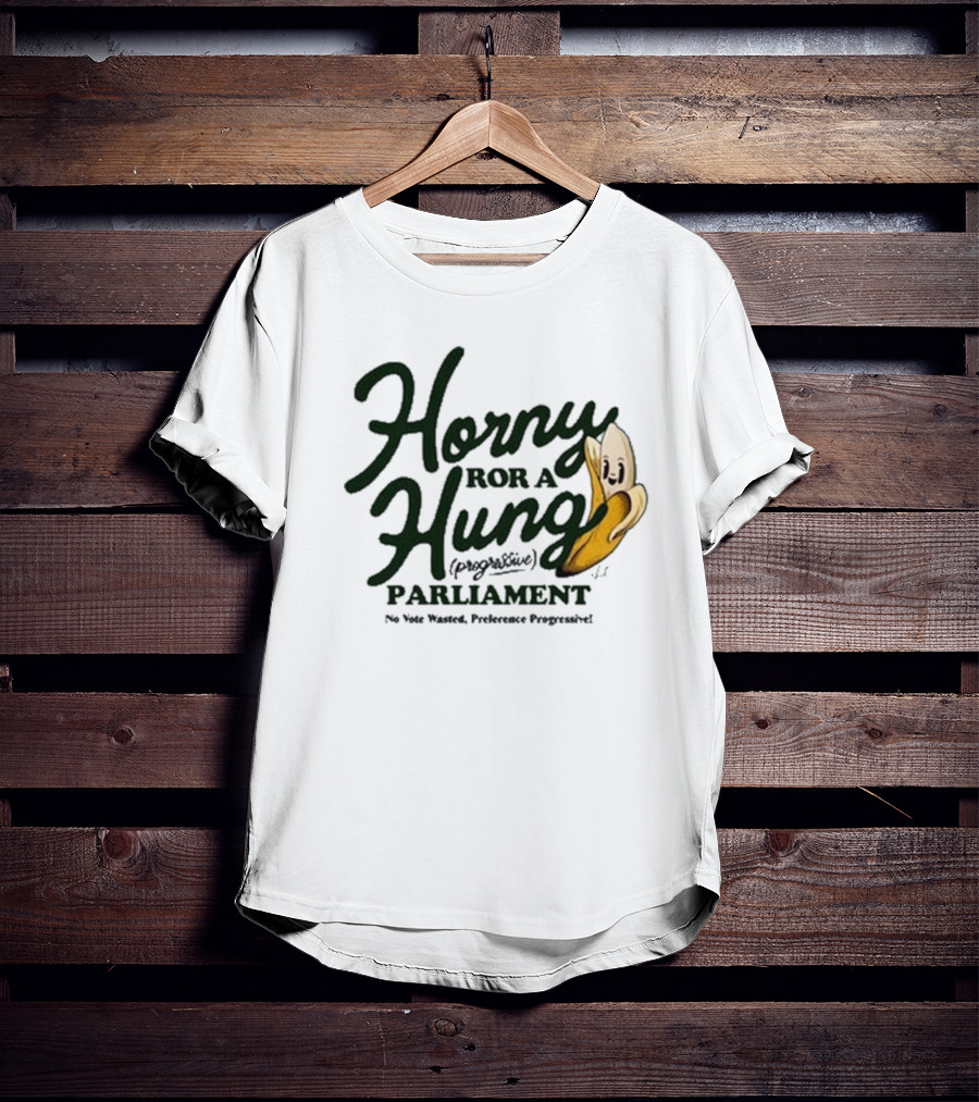 Horny For A Hung Parliament Banana Cartoon T-Shirt