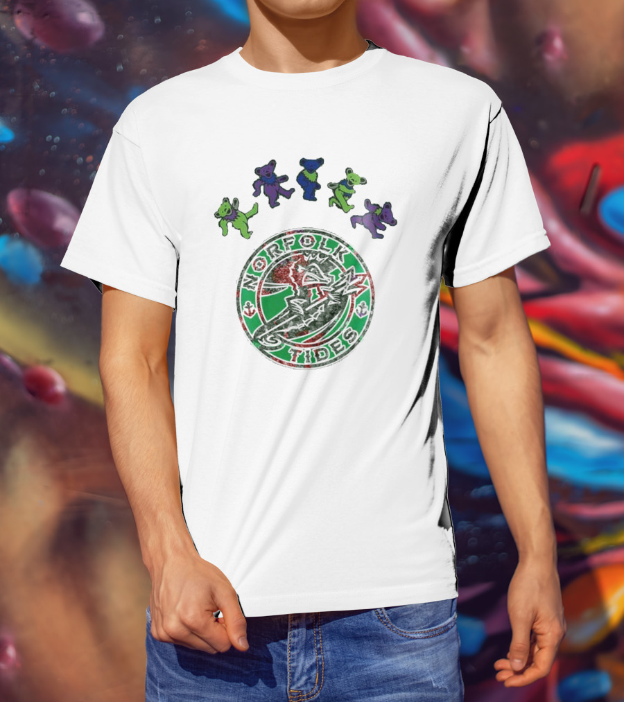 Norfolk Tides Grateful Dead Night 2025 Dancing Bears Baseball T-Shirt