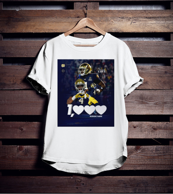 Notre Dame Fighting Irish Jeremiyah Love 1000 Rushing Yards T-Shirt