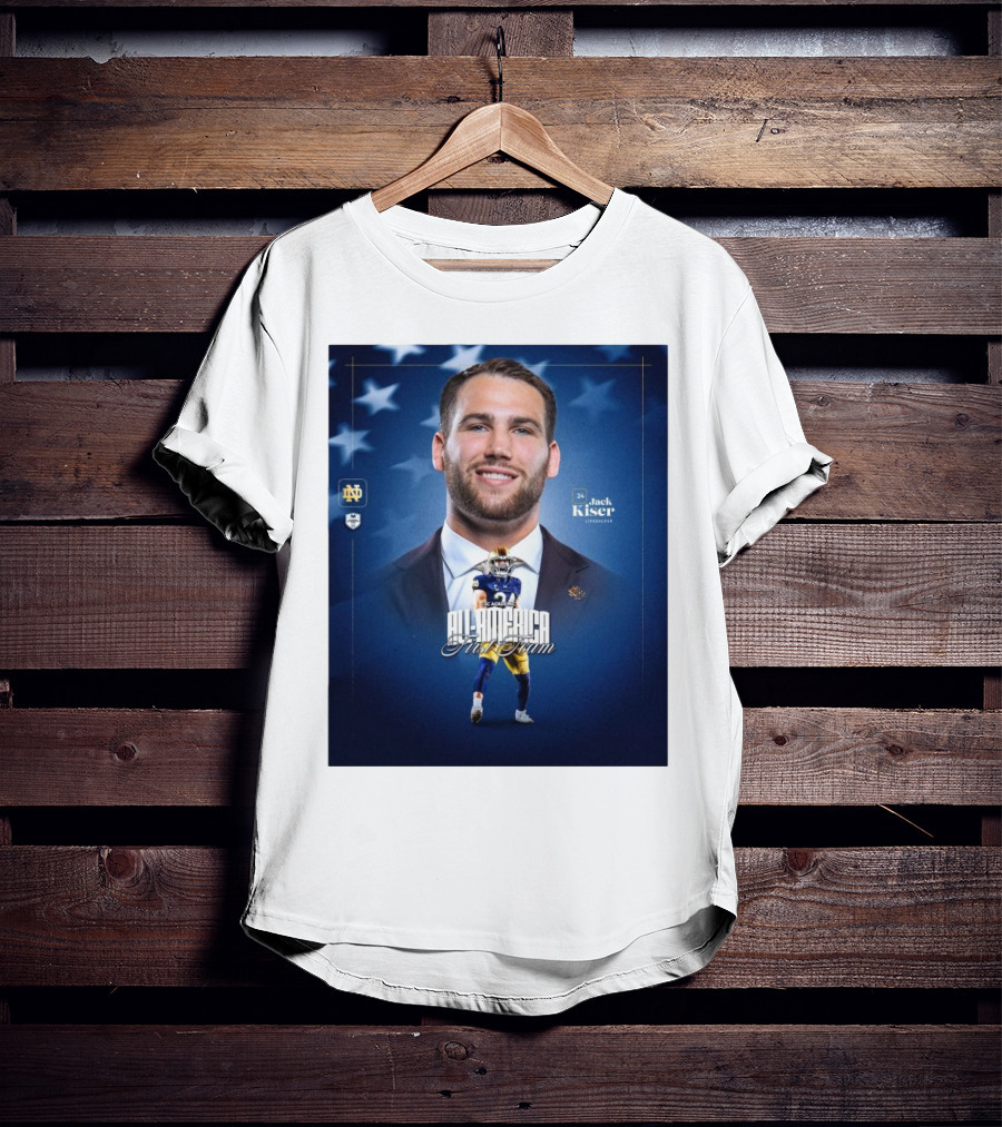 Notre Dame Football CSC Academic All-America First Team Jack Kiser Linebacker 24 Star Background T-Shirt