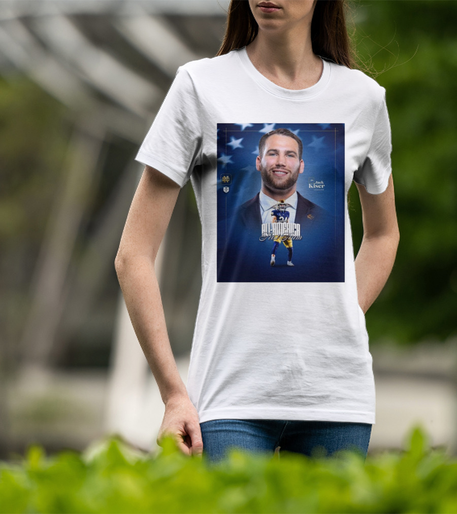 Notre Dame Football CSC Academic All-America First Team Jack Kiser Linebacker 24 Star Background T-Shirt