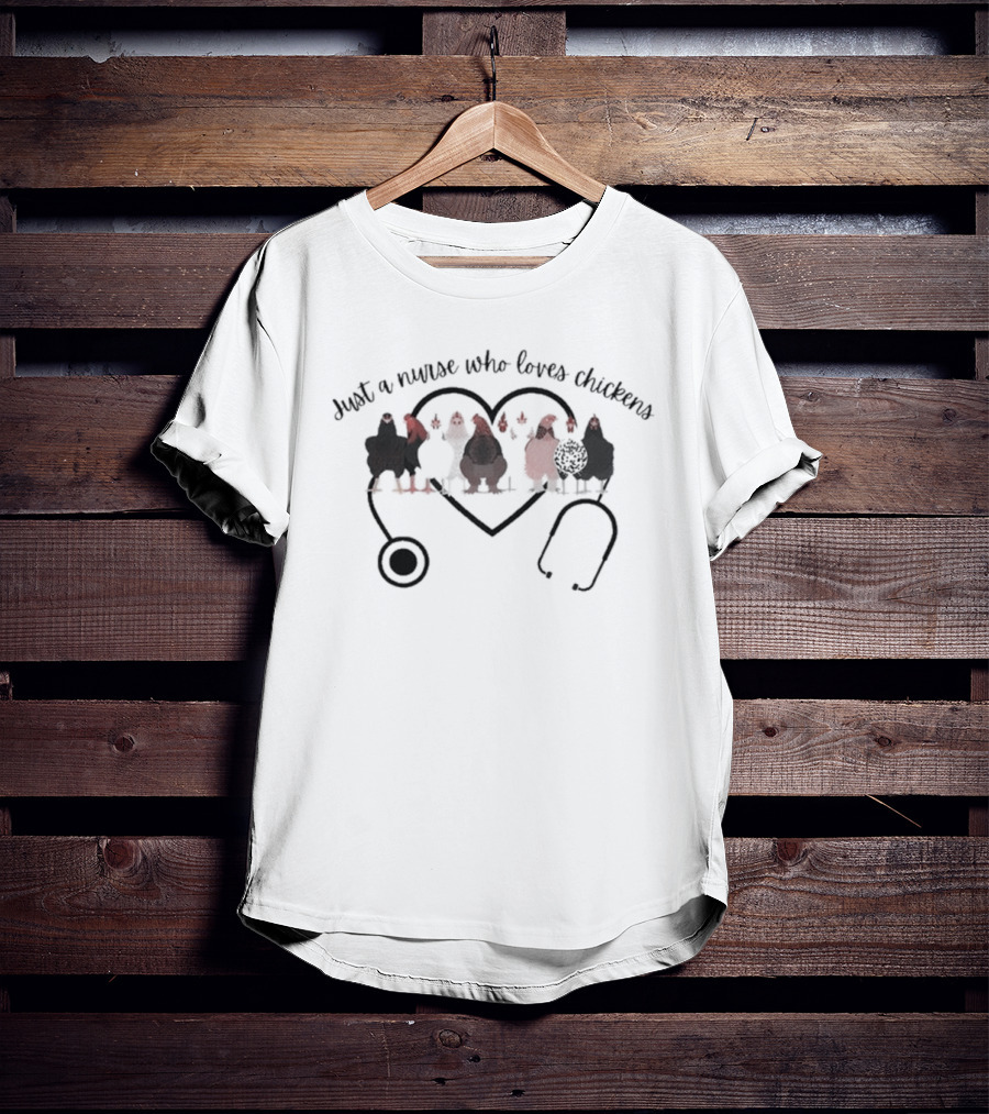 Nurse Who Loves Chickens With Heart And Stethoscope T-Shirt