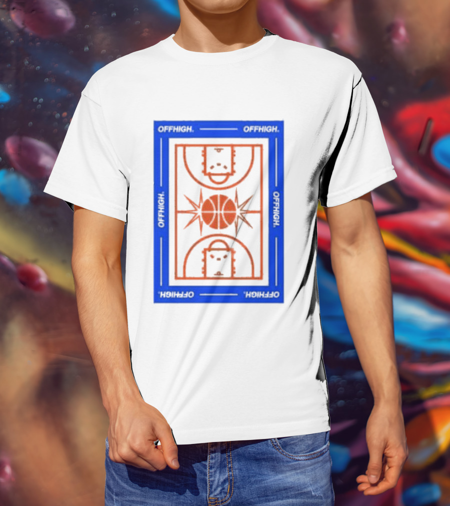 Offhigh Home White Basketball Court Blueprint T-Shirt