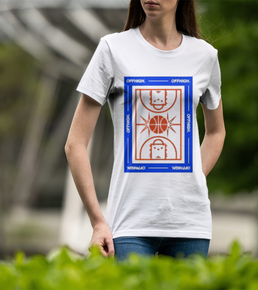 Offhigh Home White Basketball Court Blueprint T-Shirt