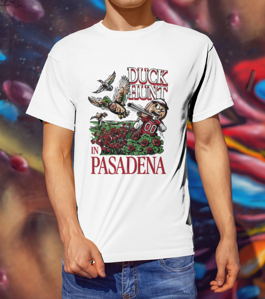 Duck Hunt In Pasadena Football Roses Retro Style T-Shirt