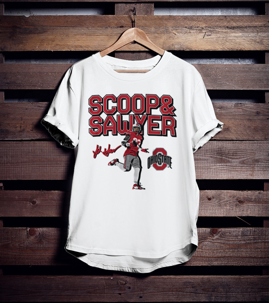 Ohio State Scoop And Sawyer Jack Sawyer Signature Buckeyes Football T-Shirt