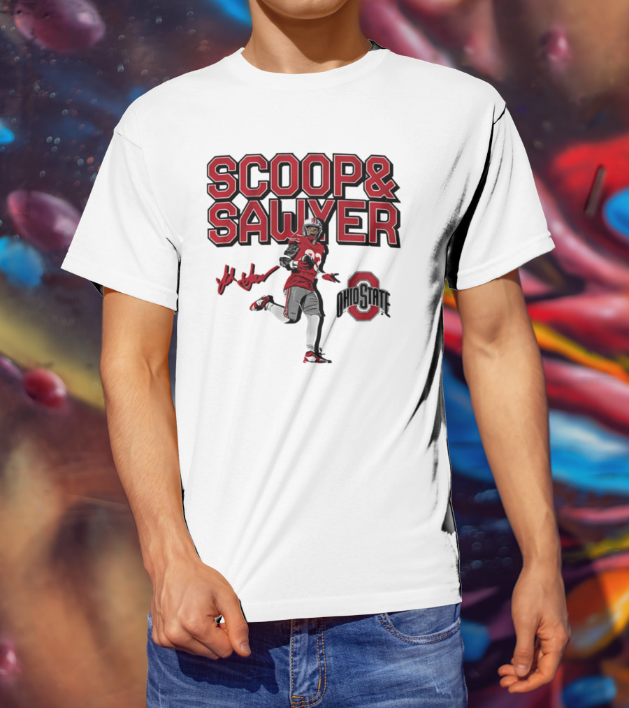 Ohio State Scoop And Sawyer Jack Sawyer Signature Buckeyes Football T-Shirt