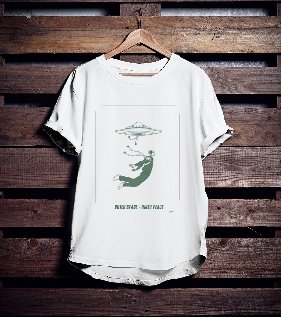 Outer Space Inner Peace UFO Meditation Floating Human T-Shirt