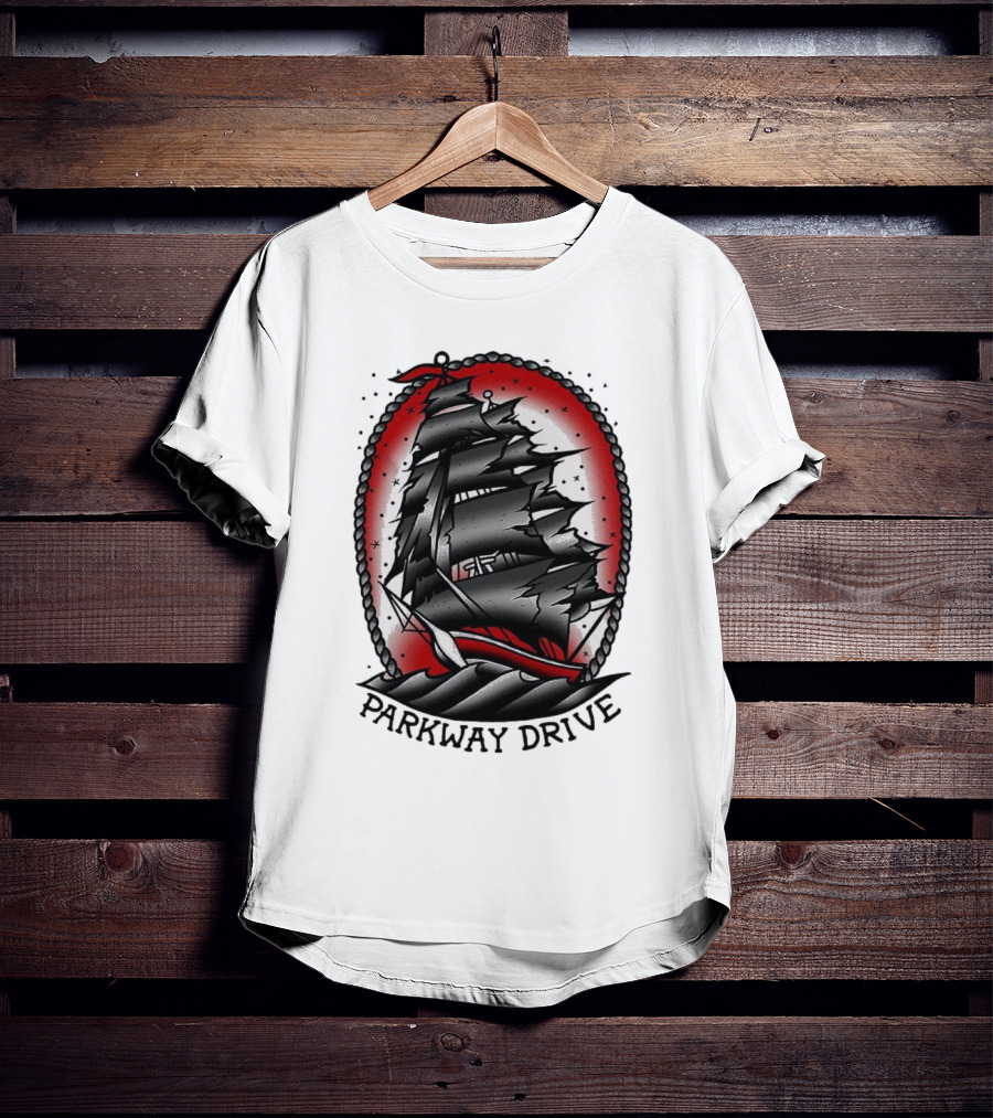 Parkway Drive Home Is For The Heartless Ship Ocean Tattoo Art Style T-Shirt