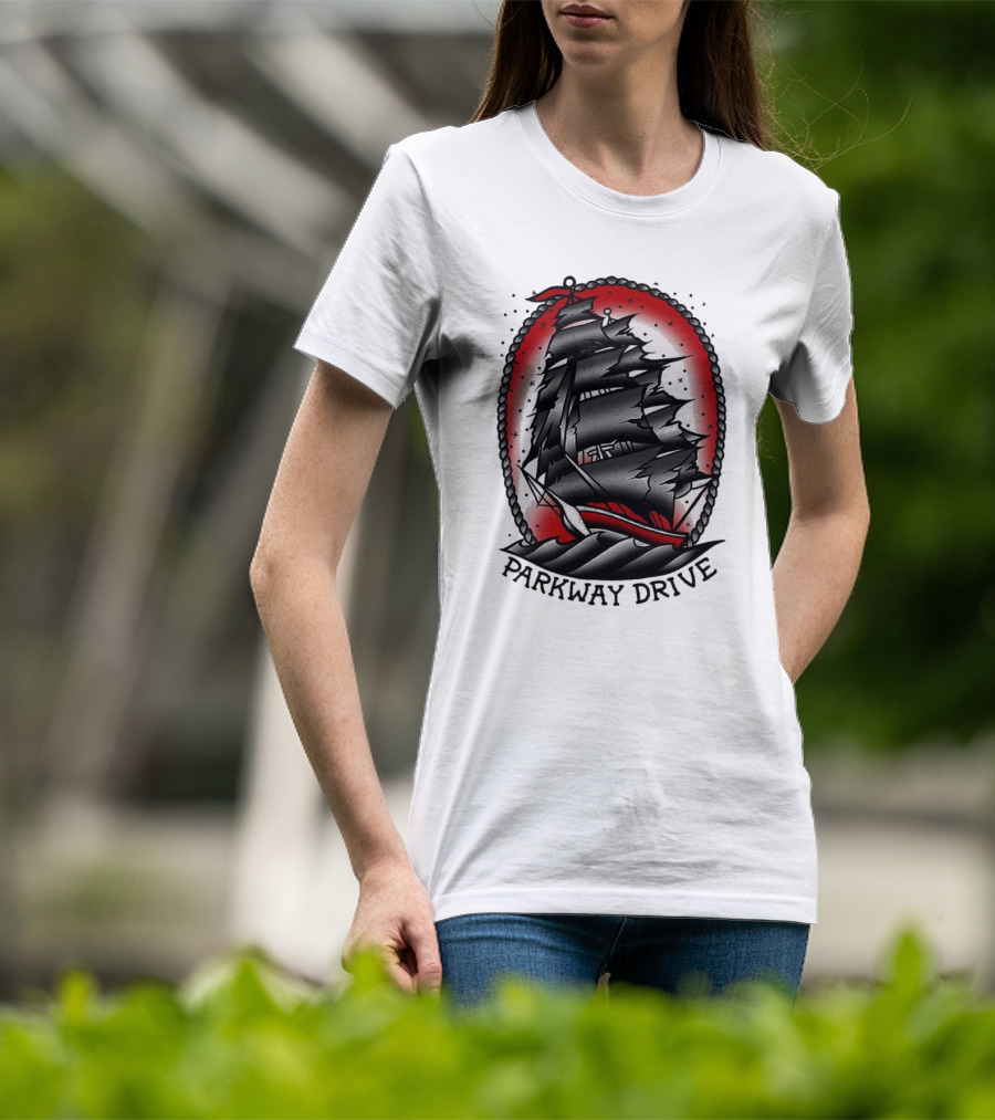 Parkway Drive Home Is For The Heartless Ship Ocean Tattoo Art Style T-Shirt