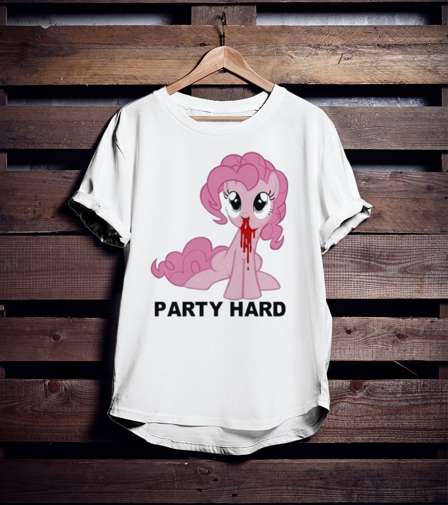 Party Hard Pony Creepy Pink Character Emo Aesthetic T-Shirt