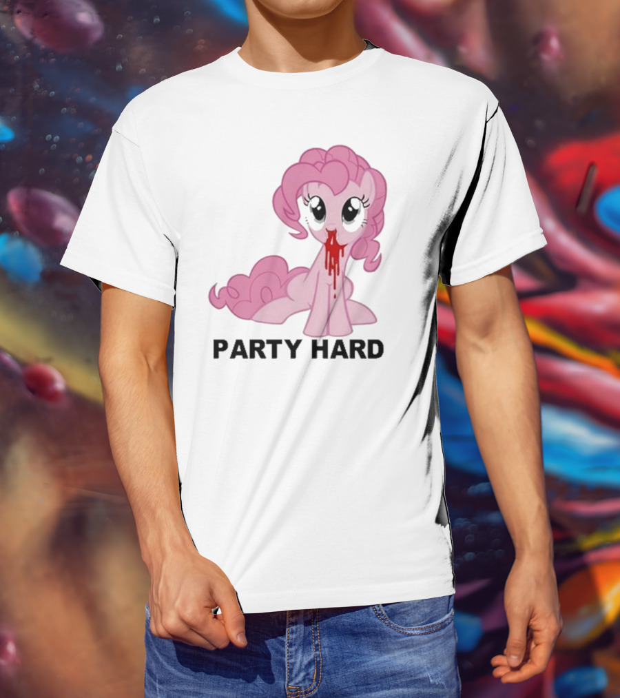 Party Hard Pony Creepy Pink Character Emo Aesthetic T-Shirt