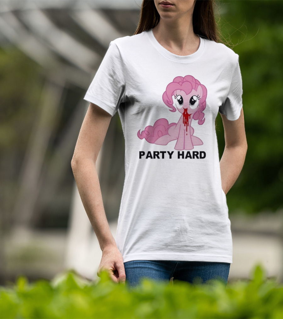Party Hard Pony Creepy Pink Character Emo Aesthetic T-Shirt
