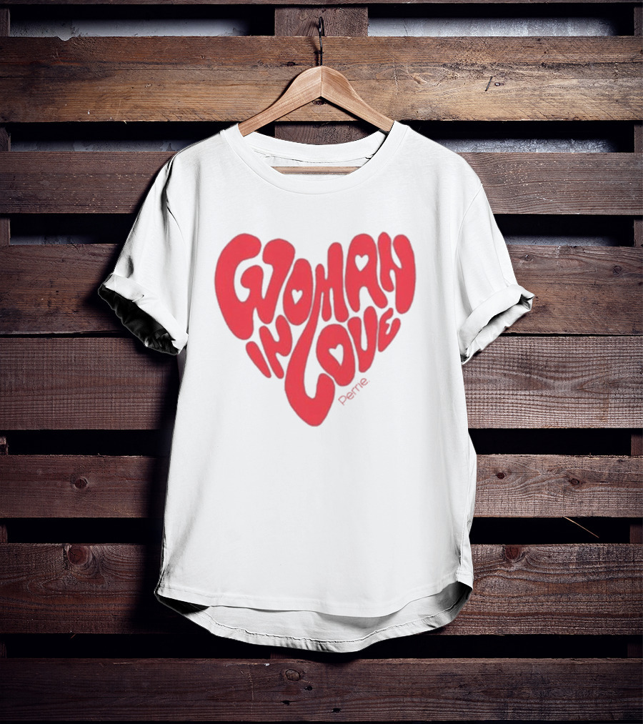 Perrie Woman In Love Heart-Shaped Typography T-Shirt
