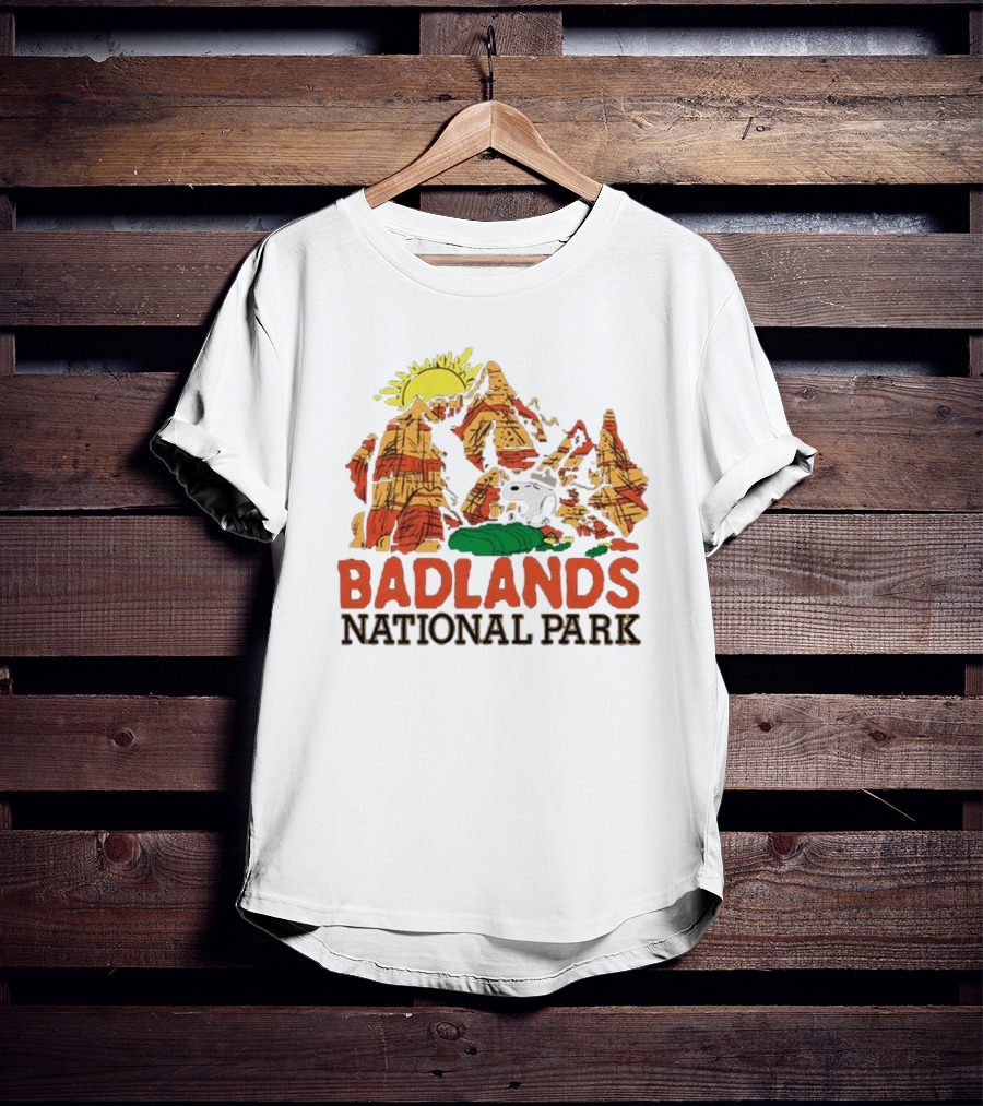 Peanuts Snoopy Badlands National Park Sun And Rock Formation T-Shirt