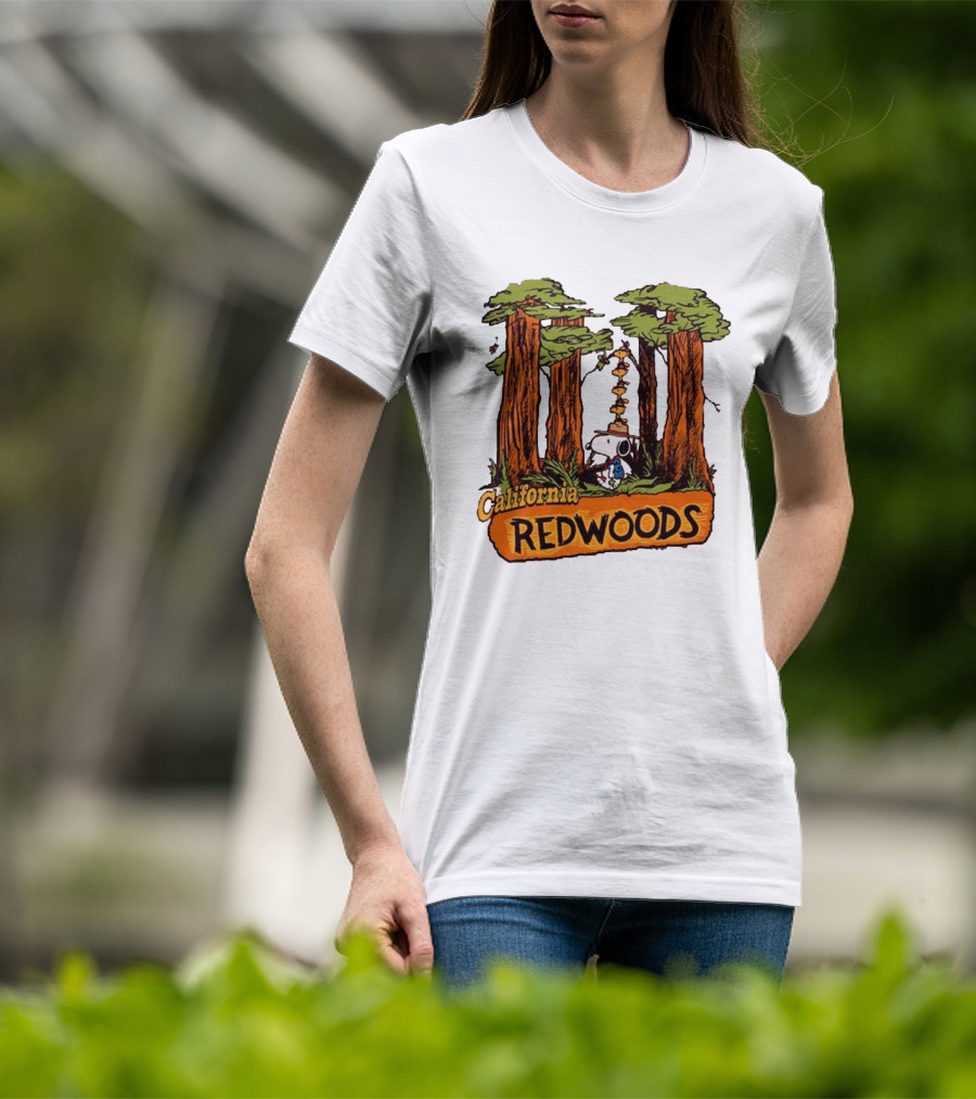 California Redwoods Snoopy Peanuts Camping Adventure T-Shirt