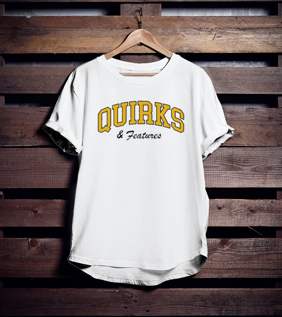 Quirks Bold Yellow Arch Text T-Shirt