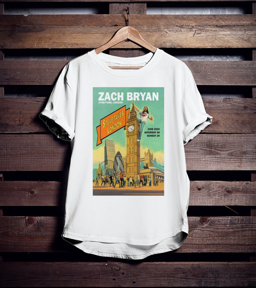 Zach Bryan Hyde Park London June 2025 Steve Takes London Saturday 28 Sunday 29 T-Shirt