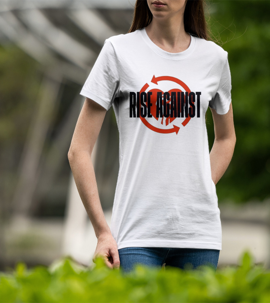Rise Against Red Heart Fist Arrow Emblem T-Shirt