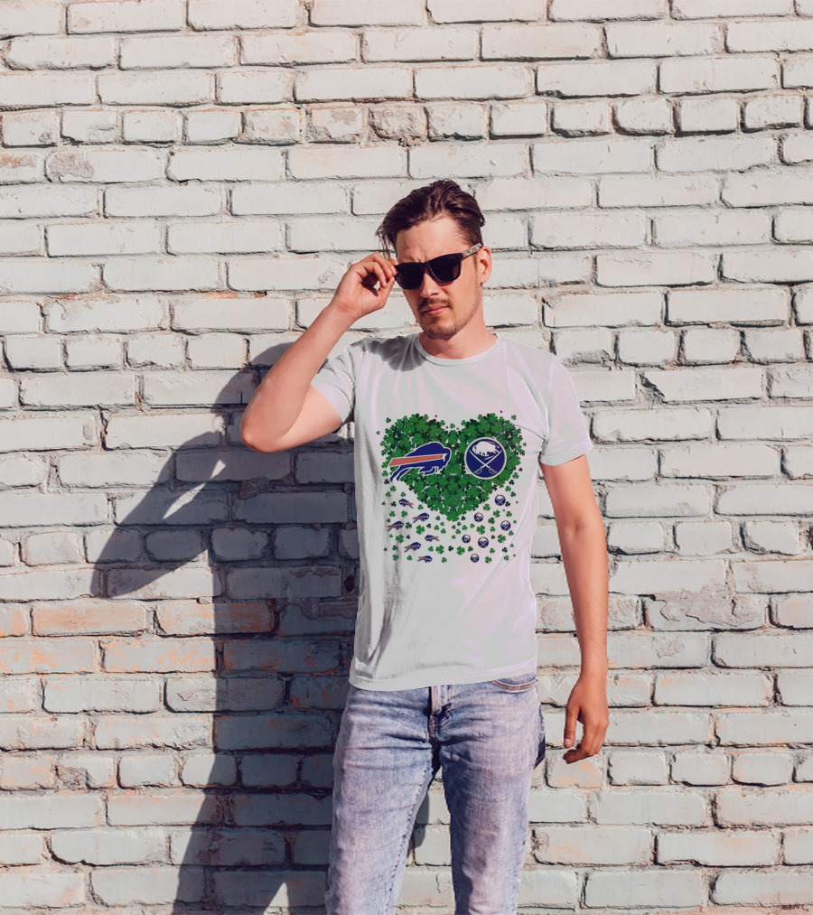 Buffalo Bills Heart Shamrock With Buffalo Hockey Symbol T-Shirt