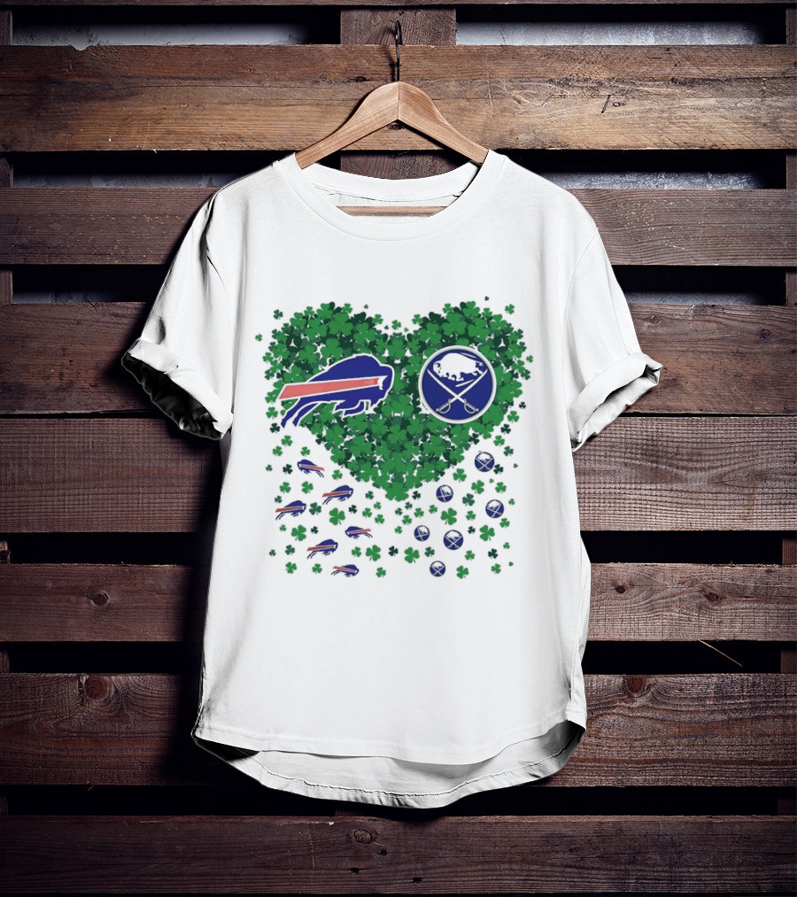 Buffalo Bills Heart Shamrock With Buffalo Hockey Symbol T-Shirt