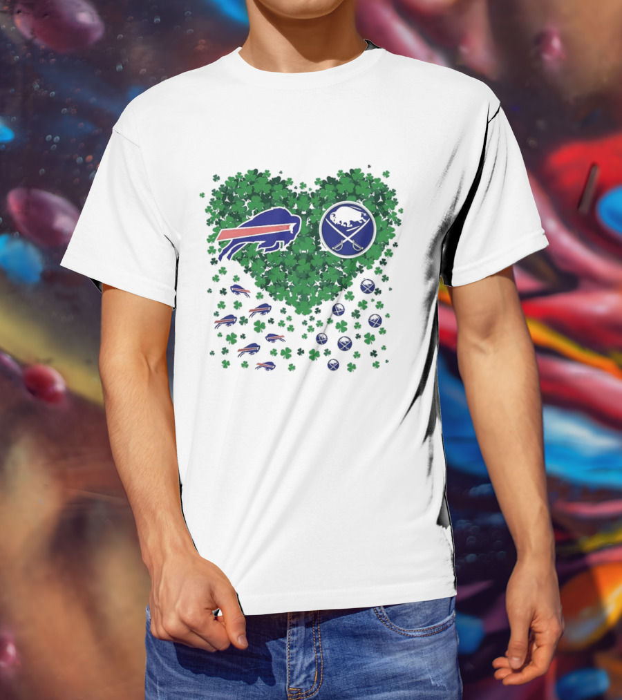 Buffalo Bills Heart Shamrock With Buffalo Hockey Symbol T-Shirt
