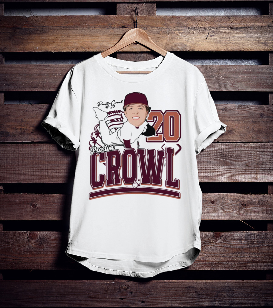Preston Crowl Baseball 2025 Pitcher Number 20 T-Shirt