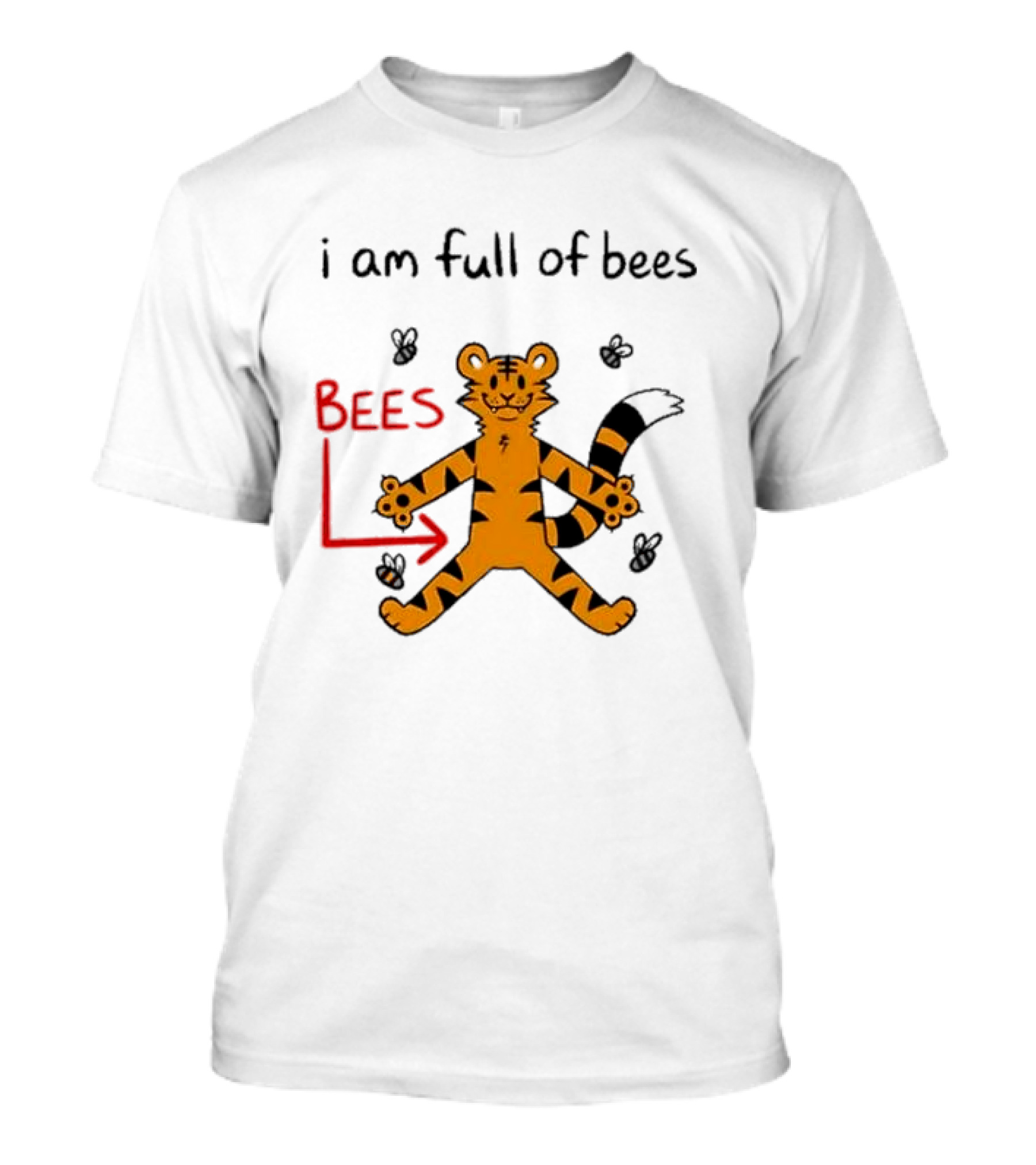 Prism Paws Tiger Bees Humor Graphic T-Shirt