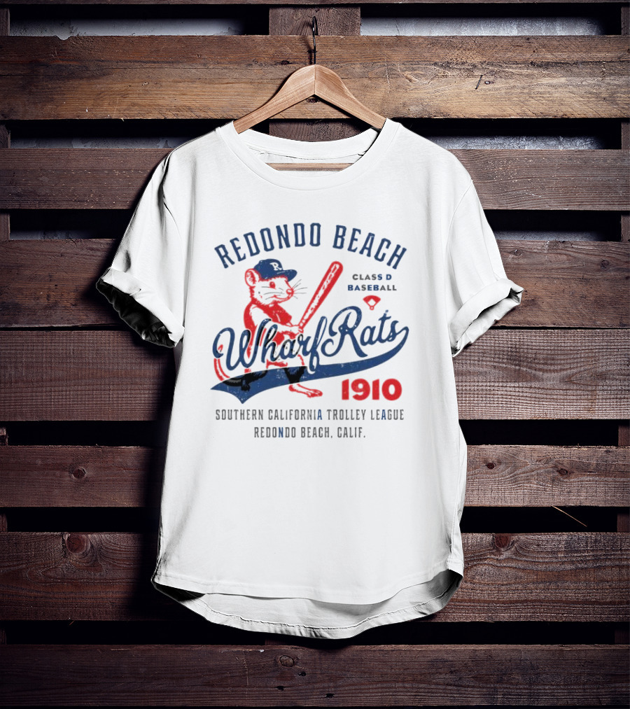 Redondo Beach Wharf Rats 1910 Baseball Mascot Southern California T-Shirt