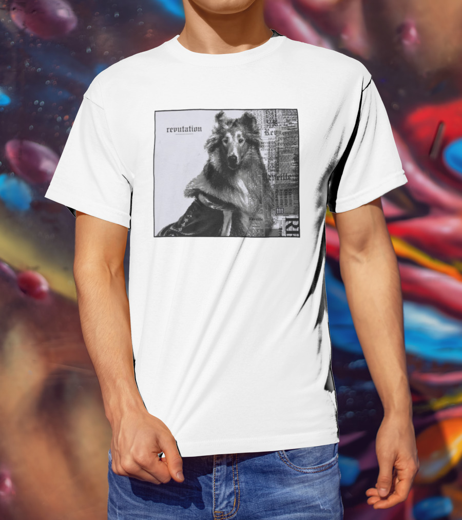 Revutation Reveille Collie Newspaper Style T-Shirt