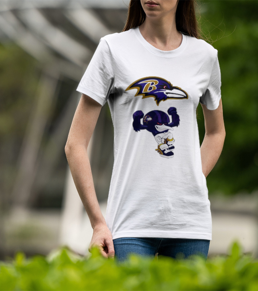 Baltimore Ravens Rush Zone NFL Cartoon Character Ravens Logo 2025 T-Shirt