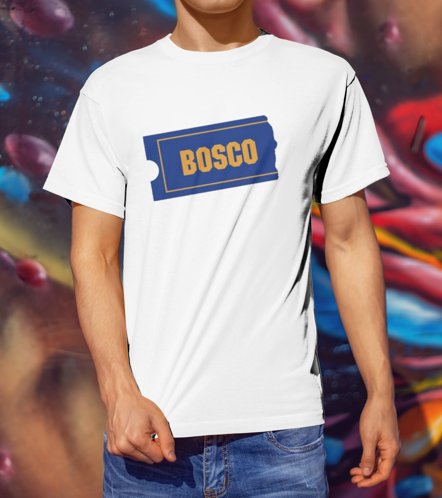 Ryder Roll Bosco Vintage Blue With Yellow Bold Ticket Style T-Shirt