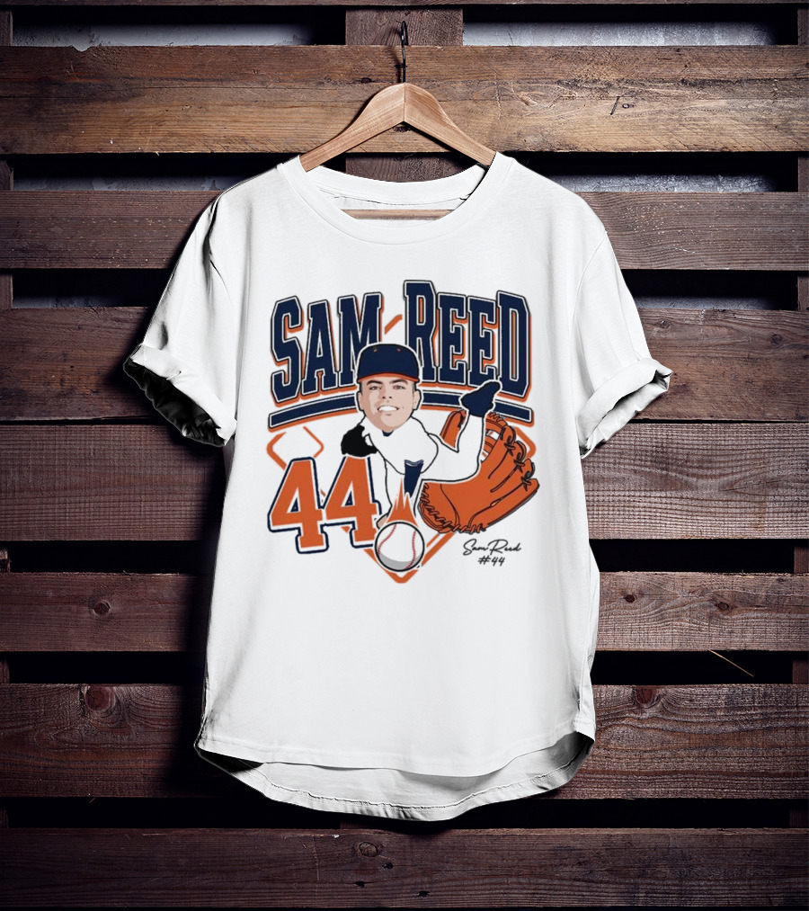 Sam Reed 44 Baseball Glove And Bat Graphic 2025 T-Shirt