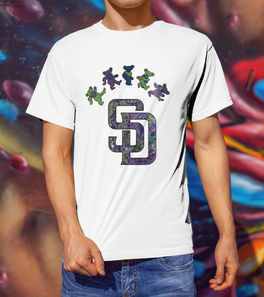 San Diego Padres Grateful Dead Night 2025 Dancing Bears Baseball Event T-Shirt