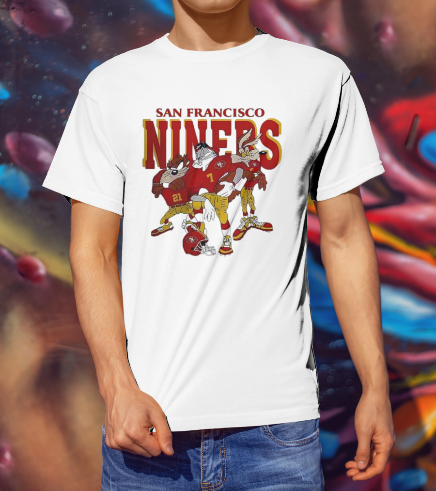 San Francisco 49ers Looney Tunes Cartoon Characters In Team Uniforms T-Shirt