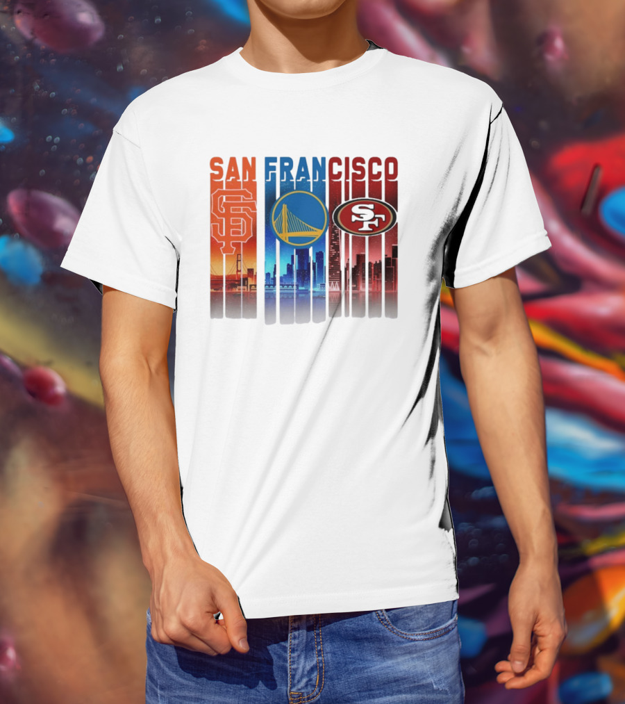San Francisco Giants Warriors 49ers Cityscape Skyline T-Shirt