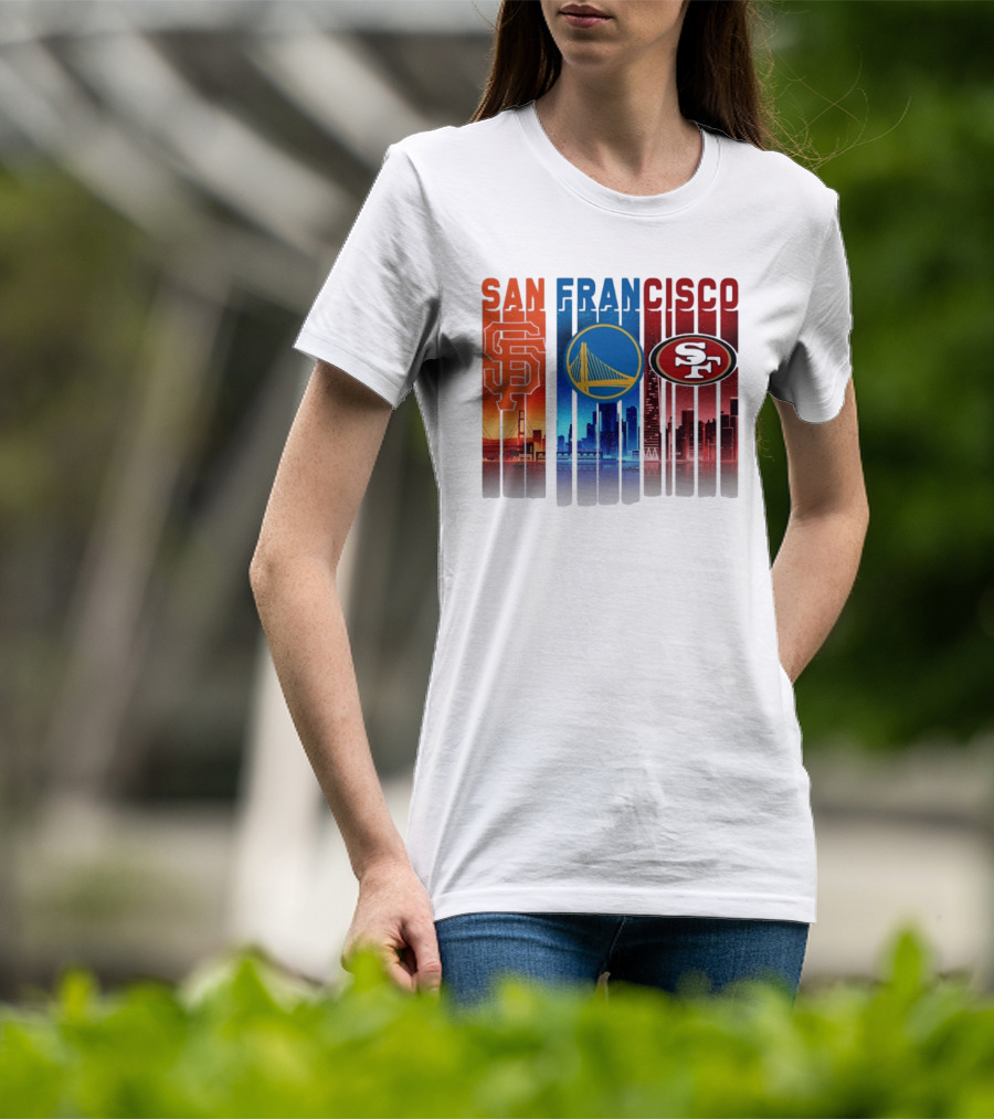 San Francisco Giants Warriors 49ers Cityscape Skyline T-Shirt