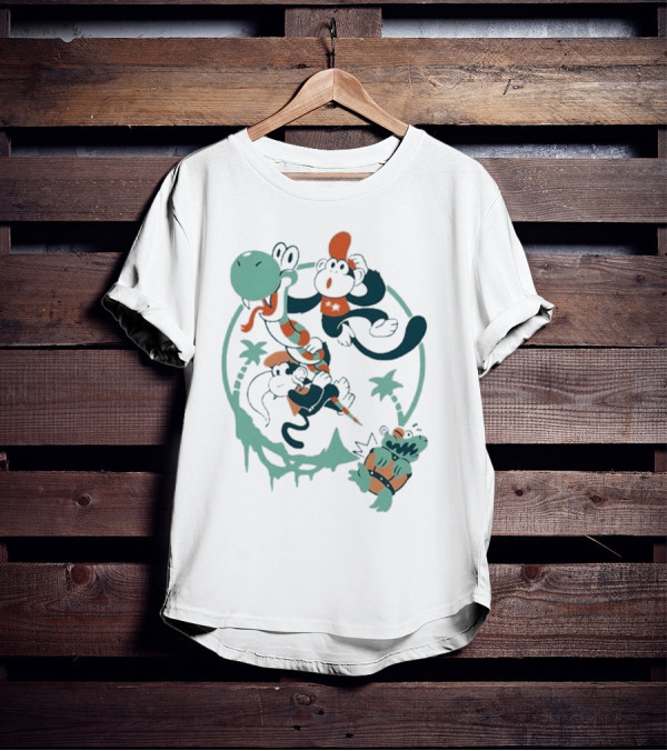 Tropical Adventure With Diddy And Dixie Riding Rattle Snake T-Shirt