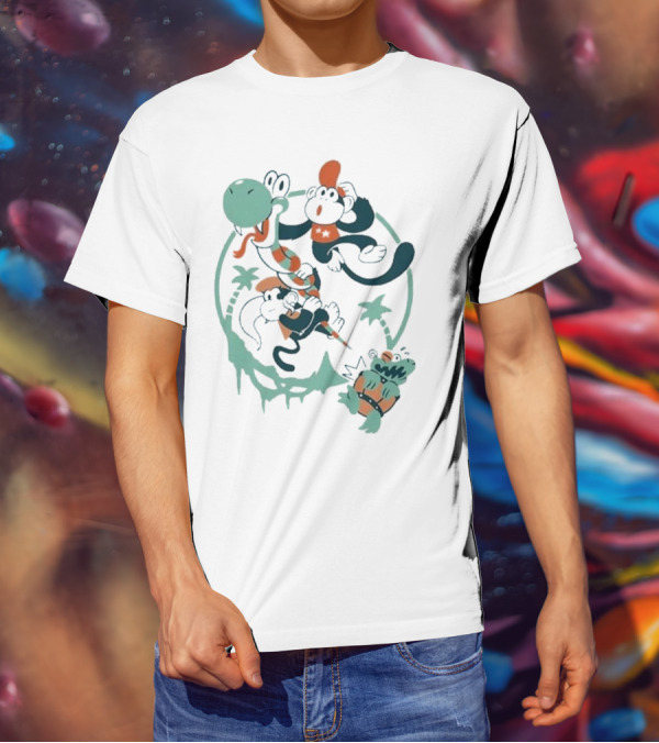 Tropical Adventure With Diddy And Dixie Riding Rattle Snake T-Shirt