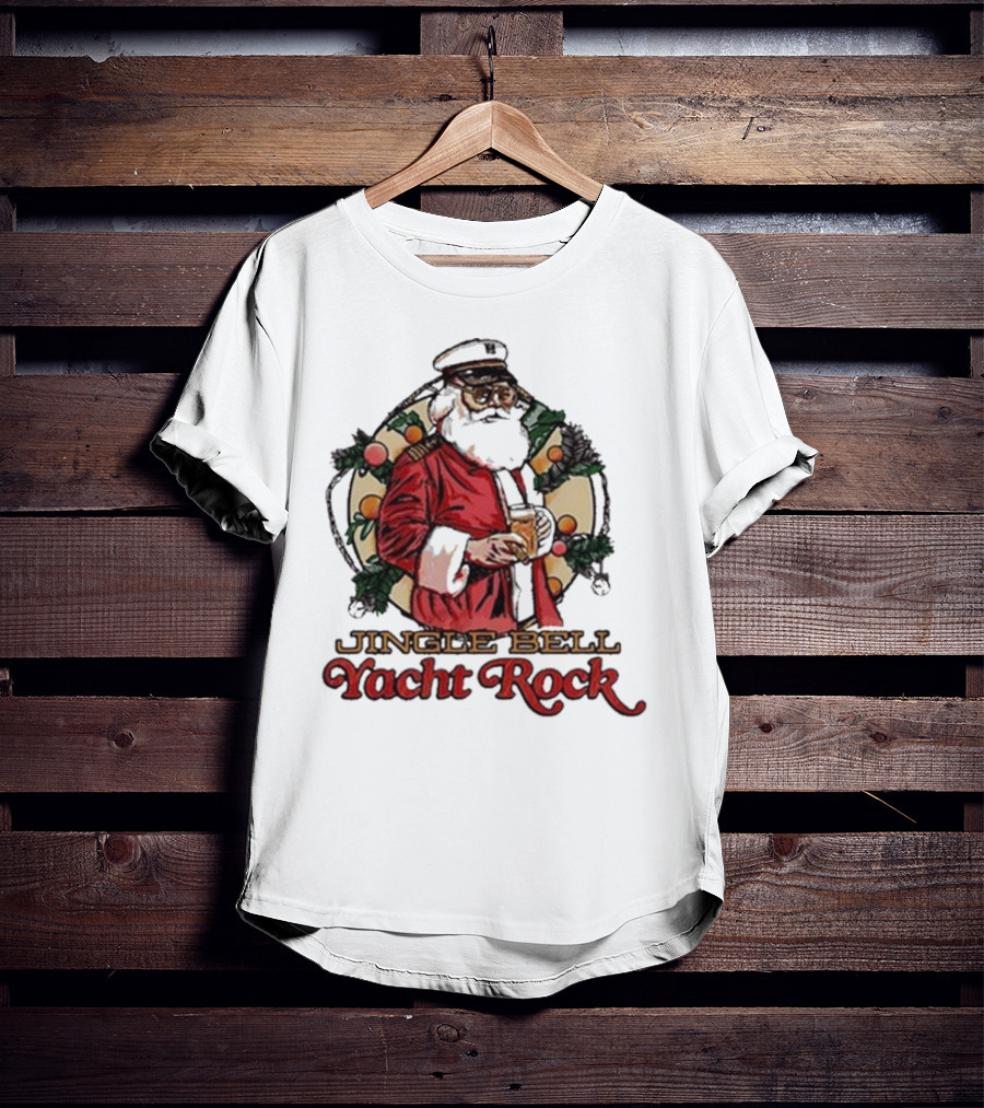 Jingle Bell Yacht Rock Christmas Captain Santa T-Shirt