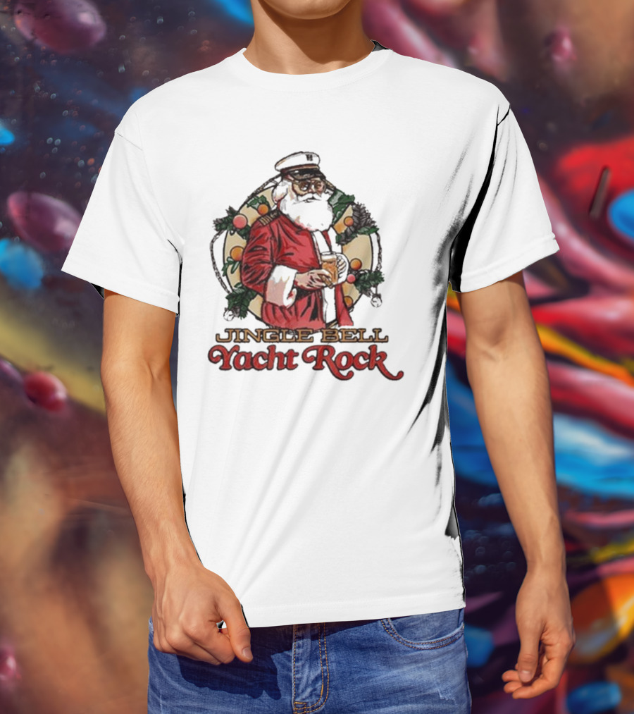 Jingle Bell Yacht Rock Christmas Captain Santa T-Shirt