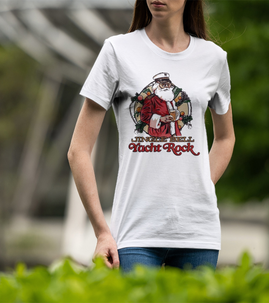 Jingle Bell Yacht Rock Christmas Captain Santa T-Shirt