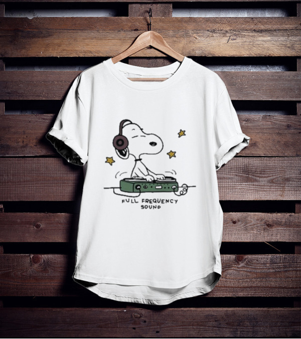 Snoopy Full Frequency Sound With Stars And Audio Equipment T-Shirt